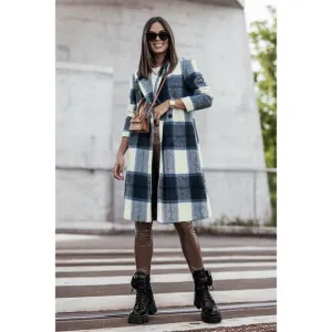 DOUBLE TAKE Dark Blue Plaid Button Up Jacket Pockets Fall NEW Misses