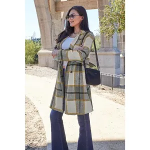 DOUBLE TAKE Plus Gray Plaid Button Up Jacket Pockets Fall NEW Misses