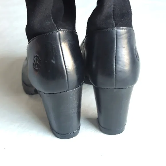 Dr Marten Tall Pull On Heeled Suede Leather Black Boots Women's Size 7
