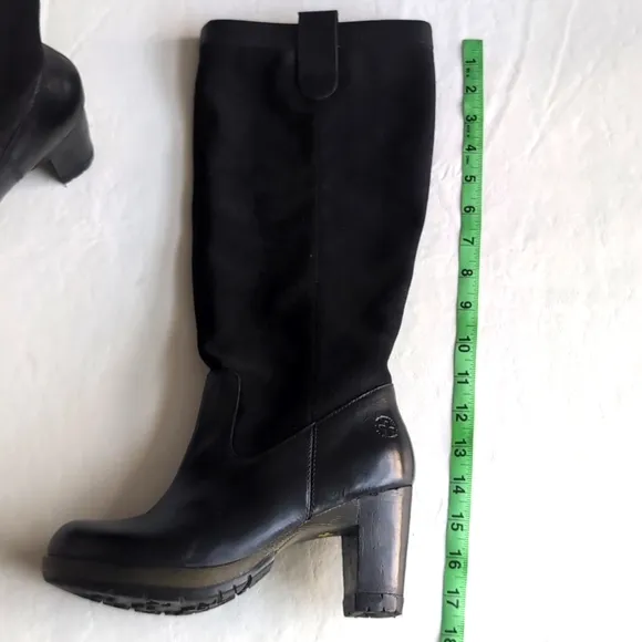 Dr Marten Tall Pull On Heeled Suede Leather Black Boots Women's Size 7