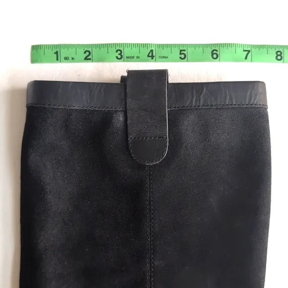 Dr Marten Tall Pull On Heeled Suede Leather Black Boots Women's Size 7