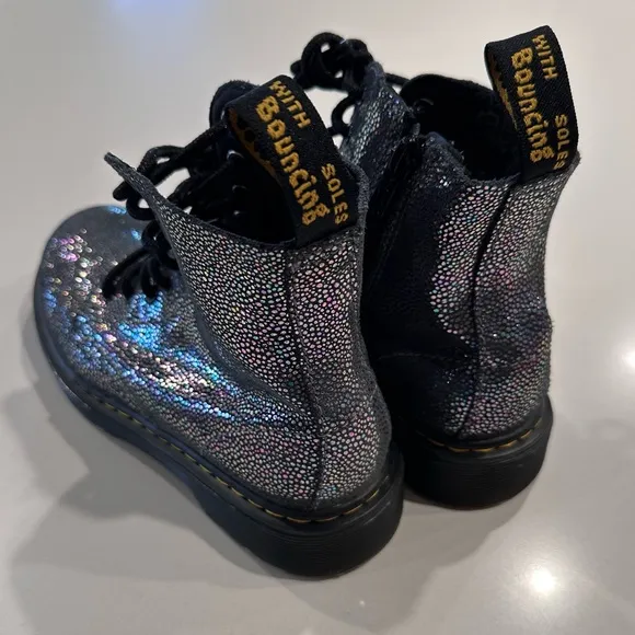 Dr. Martens 1460 Disco Iridescent Suede Lace Up Boots Girls Size 1