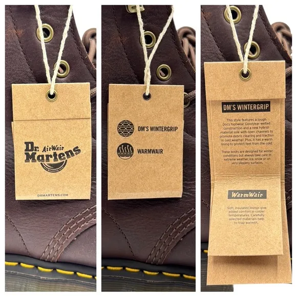 Dr. Martens 1460 Pascal Wintergrip Outlaw Leather Lace Up Boots Size 13
