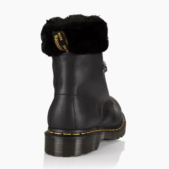 DR MARTENS 1460 SERENA COLLAR Black Waterproof Leather Boots