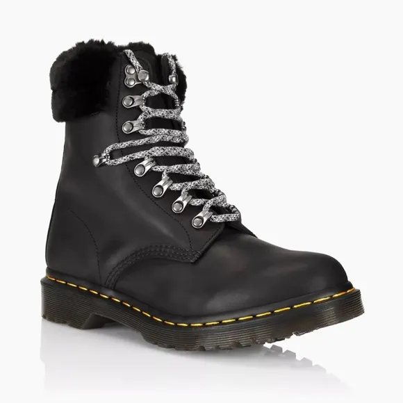 DR MARTENS 1460 SERENA COLLAR Black Waterproof Leather Boots