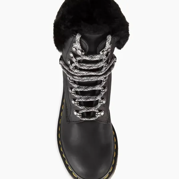 DR MARTENS 1460 SERENA COLLAR Black Waterproof Leather Boots
