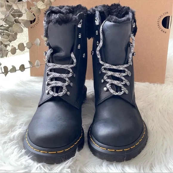 Dr Martens 1460 SERENA COLLAR FAUX FUR LINED LACE UP BOOTS PRICE FIRM