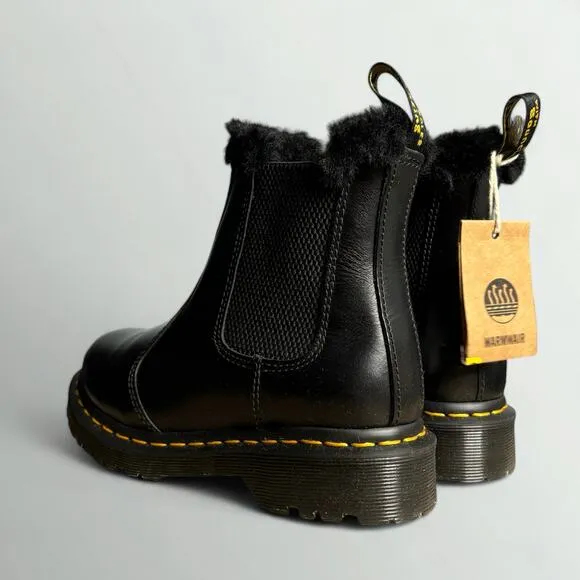 Dr. Martens 2976 Leonore Faux Fur Lined Leather Chelsea Boots in Dark Grey Atlas