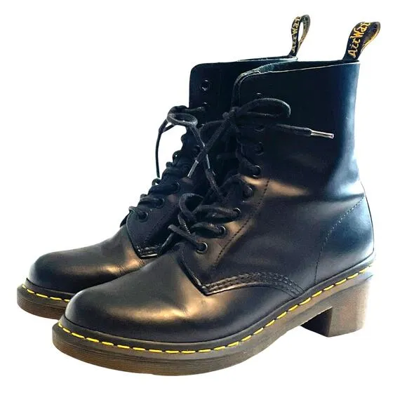 Dr. Marten's Airwair Clemency Boots Womens Size 9 Black Smooth Leather Lace Up