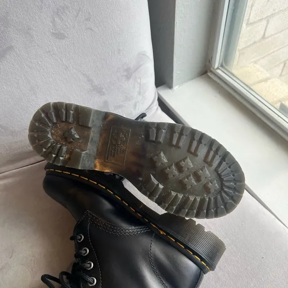 Dr. Martens Black Faux Fur Boots 1460 Serena Zebra Black Combat Boots Womens