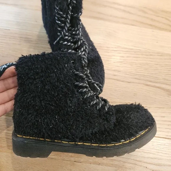 Dr. Martens Black Faux Fur  Boots