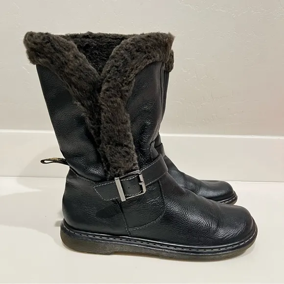 Dr. Martens Brielle Broadway ankle Boots,black, faux fur lining unisex 8L/7M