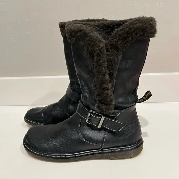 Dr. Martens Brielle Broadway ankle Boots,black, faux fur lining unisex 8L/7M