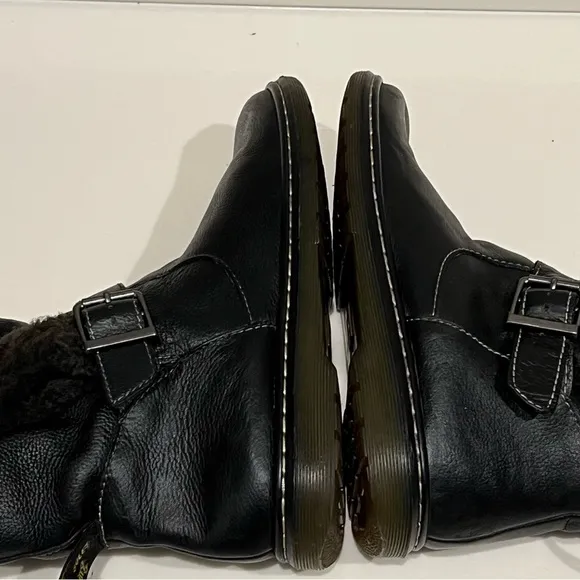 Dr. Martens Brielle Broadway ankle Boots,black, faux fur lining unisex 8L/7M