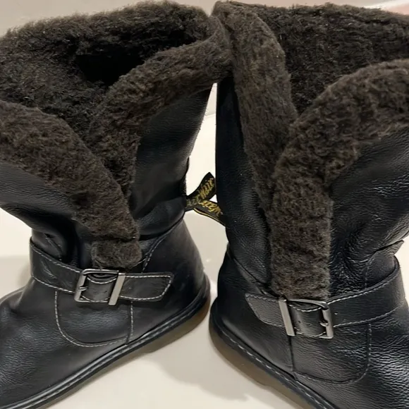 Dr. Martens Brielle Broadway ankle Boots,black, faux fur lining unisex 8L/7M