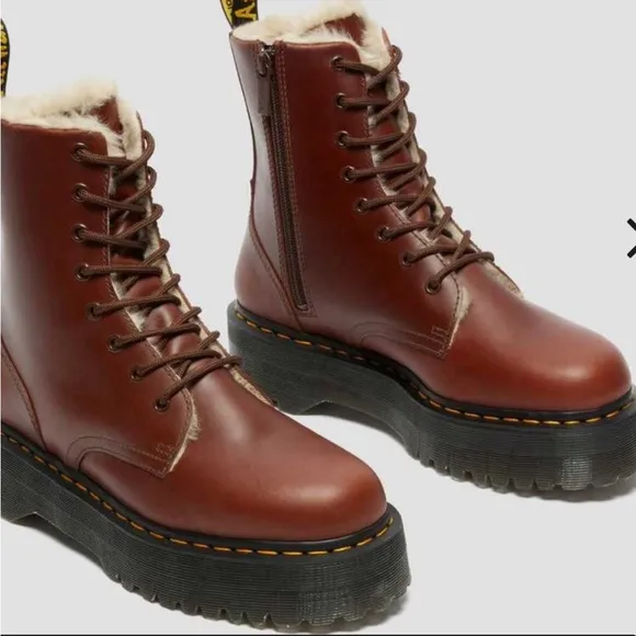 Dr. Martens Brown Faux Fur Jadon Platform Boots