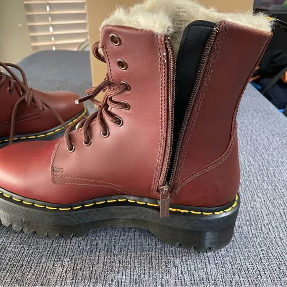 Dr. Martens Brown Faux Fur Jadon Platform Boots