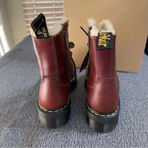 Dr. Martens Brown Faux Fur Jadon Platform Boots