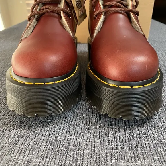 Dr. Martens Brown Faux Fur Jadon Platform Boots