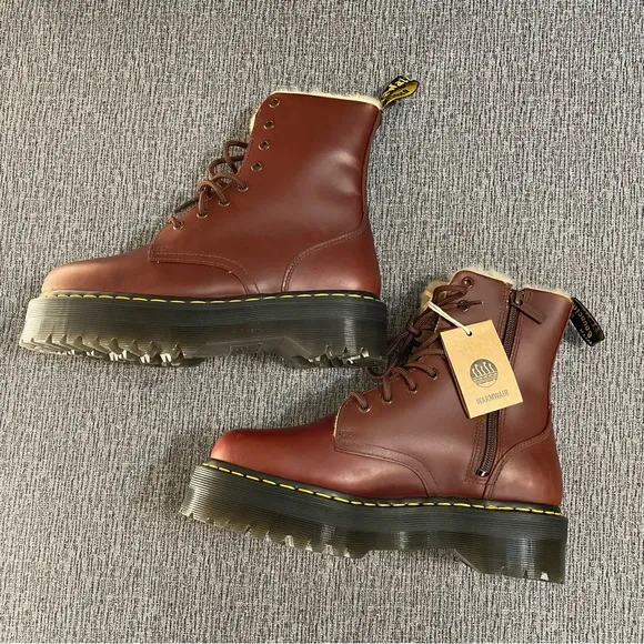 Dr. Martens Brown Faux Fur Jadon Platform Boots