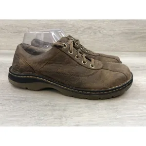 Dr Martens John Mens Size 9 Brown Leather Lace Up Casual Oxford Sneaker Shoes