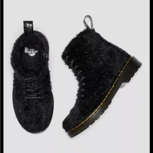 Dr. Martens JUNIOR 1460 PASCAL TINSEL FUR LACE UP BOOTS Size‎ 2