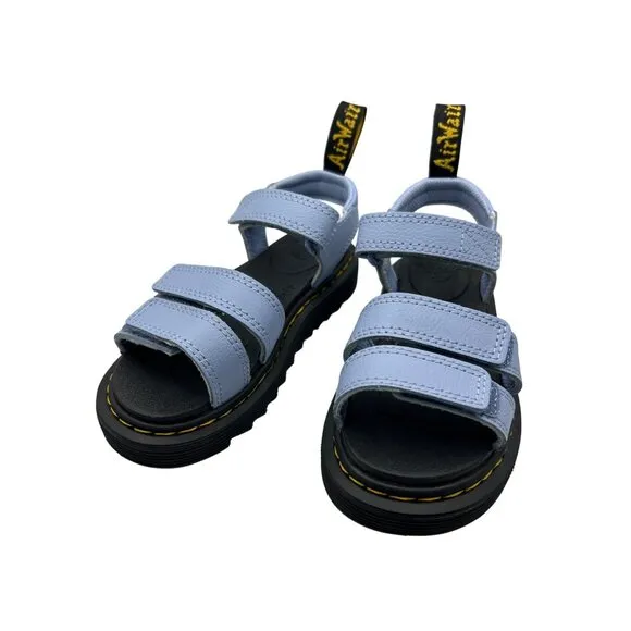 Dr Martens Junior Girls Size 12 Klaire Athena Leather Platform Sandals Blue New