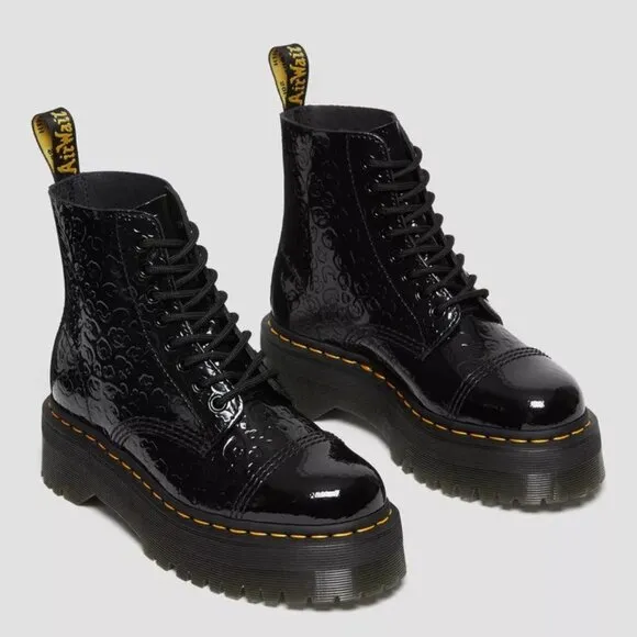 Dr. Martens Sinclair Leopard Emboss Patent Leather Platform Boots
