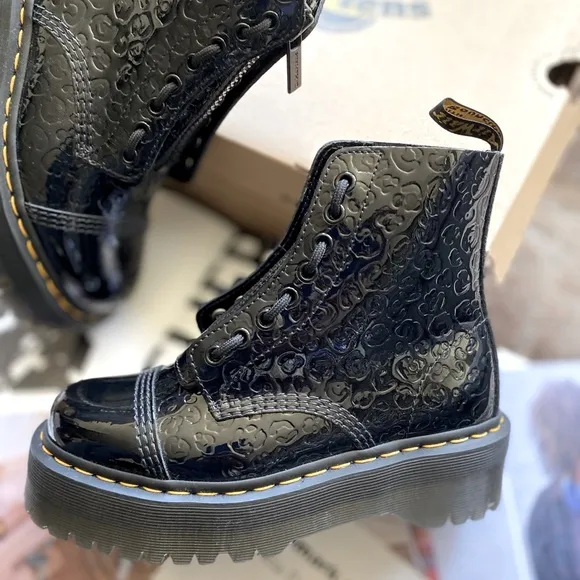 Dr. Martens Sinclair Leopard Emboss Patent Leather Platform Boots