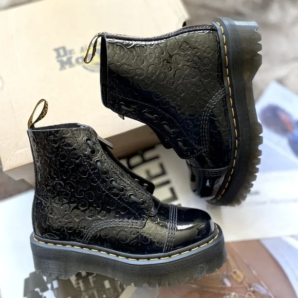 Dr. Martens Sinclair Leopard Emboss Patent Leather Platform Boots
