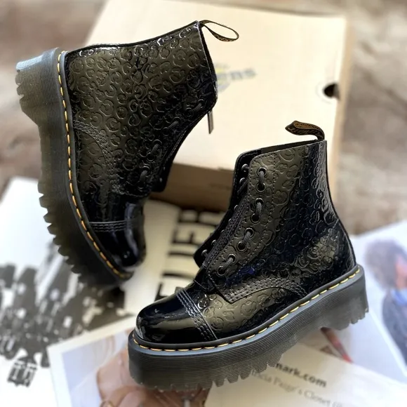Dr. Martens Sinclair Leopard Emboss Patent Leather Platform Boots