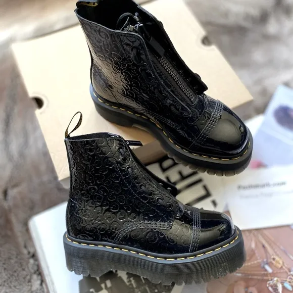 Dr. Martens Sinclair Leopard Emboss Patent Leather Platform Boots