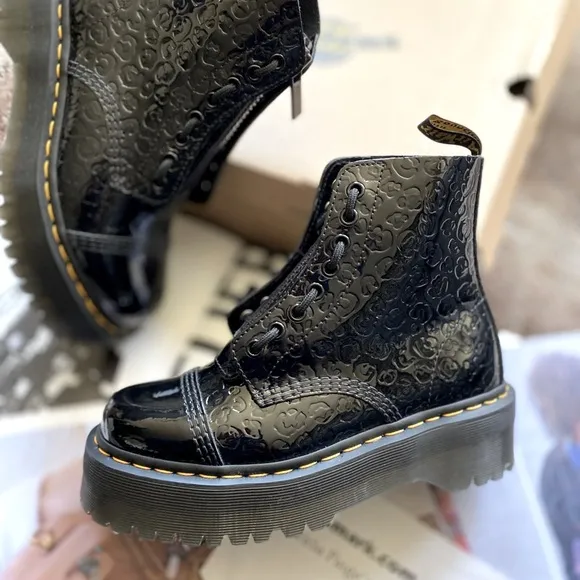 Dr. Martens Sinclair Leopard Emboss Patent Leather Platform Boots
