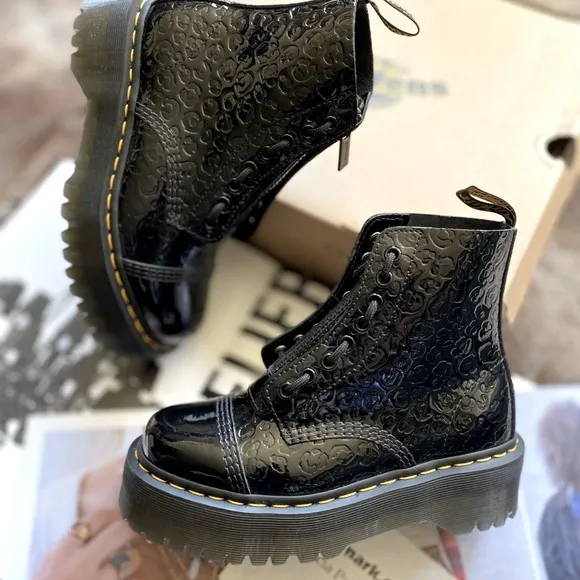 Dr. Martens Sinclair Leopard Emboss Patent Leather Platform Boots