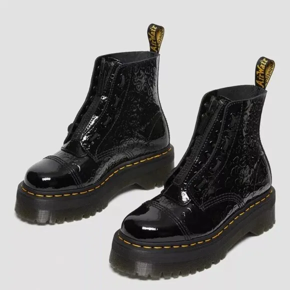 Dr. Martens Sinclair Leopard Emboss Patent Leather Platform Boots