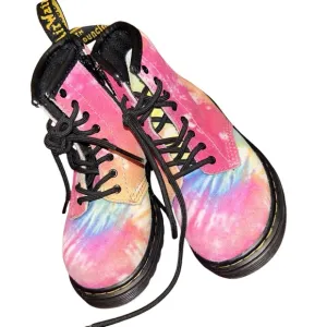 DR. MARTENS TODDLER 1460 TIE DYE RAINBOW LACE UP BOOTS kids size 9