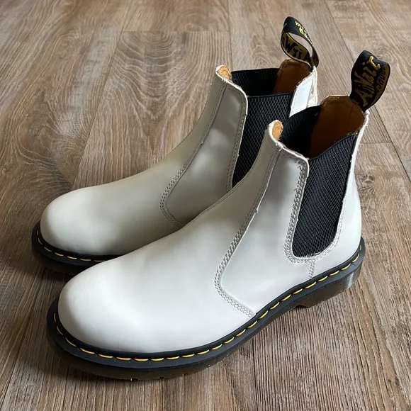 Dr. Martens White Leather Chelsea Boots