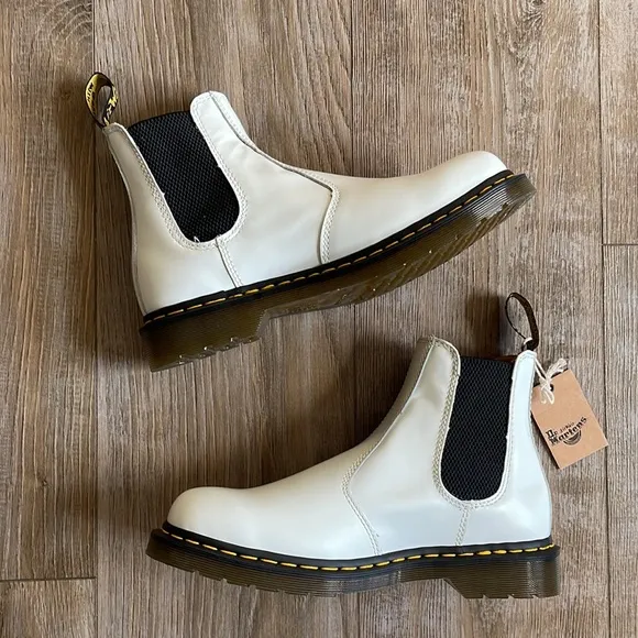 Dr. Martens White Leather Chelsea Boots