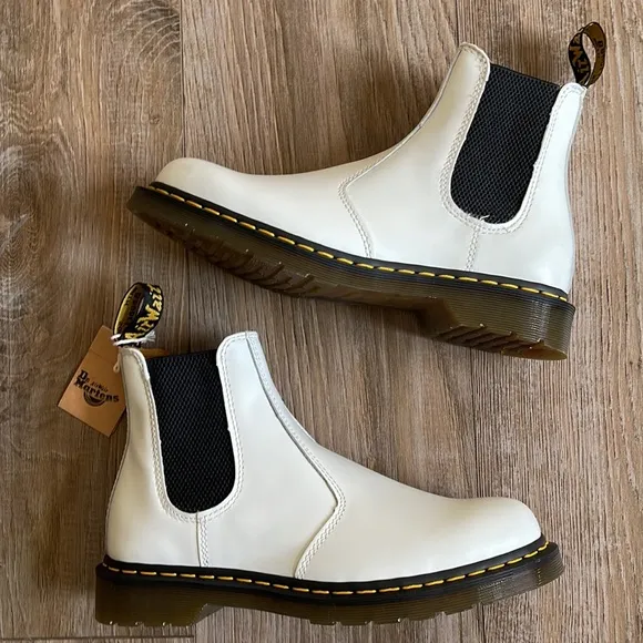Dr. Martens White Leather Chelsea Boots