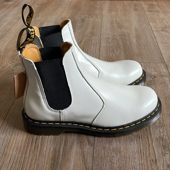 Dr. Martens White Leather Chelsea Boots