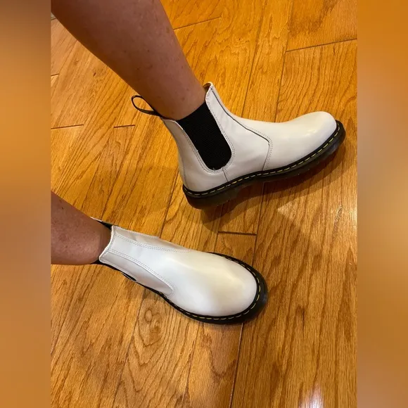 Dr. Martens White Leather Chelsea Boots