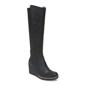 Dr. Scholl's Black Lindy Women's Wedge Tall Faux leather Boots size 10