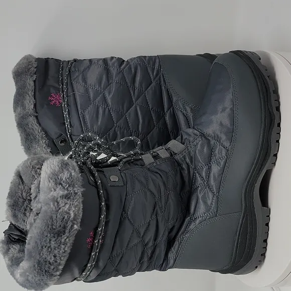 Dream Pairs Goose Womens Grey Faux Fur Winter Boots Size 10