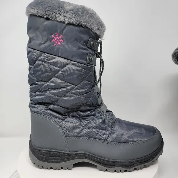 Dream Pairs Goose Womens Grey Faux Fur Winter Boots Size 10