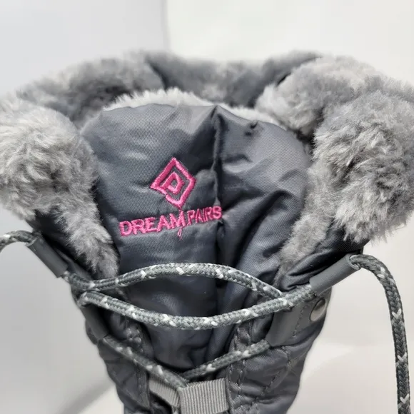 Dream Pairs Goose Womens Grey Faux Fur Winter Boots Size 10
