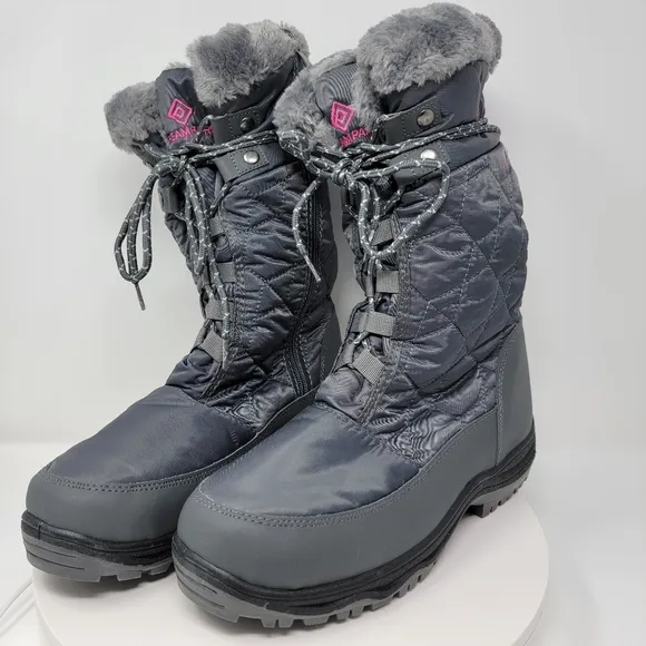 Dream Pairs Goose Womens Grey Faux Fur Winter Boots Size 10