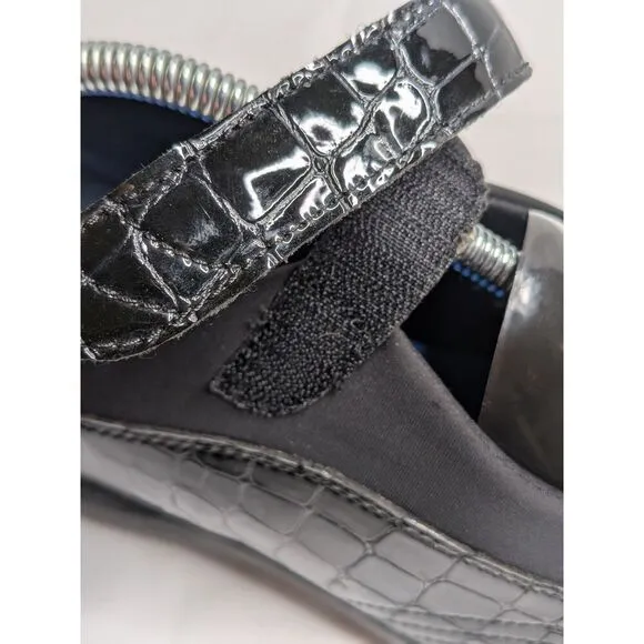 Drew Rose Black Croc Patent Leather Cushioned Diabetic Mary Jane Shoes, 10