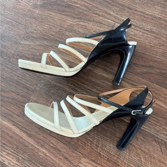 Dries Van Noten Strappy Leather Heels Sandals Made in Italy  Black/Neutral