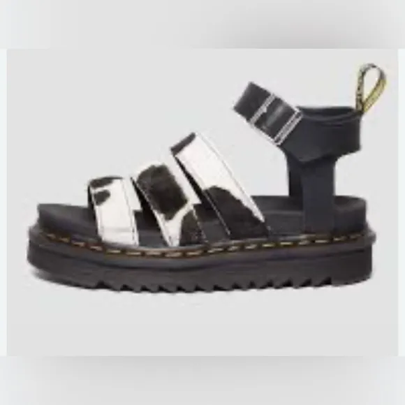 Dr.Martens BLAIRE HAIR ON COW PRINT SANDAL. Sz US 7