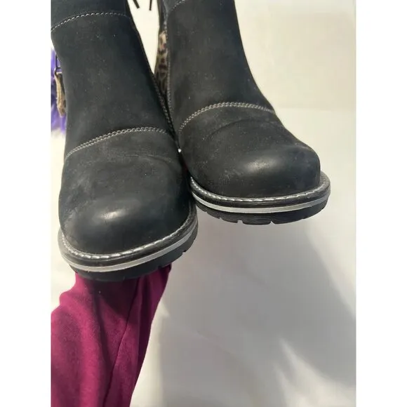 Dromedaris Black &amp; Leopard Ankle Boots Size 39